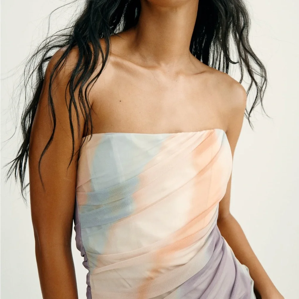 Zara Strapless Tie Dye Print Dress_NWT - Picture 5 of 13